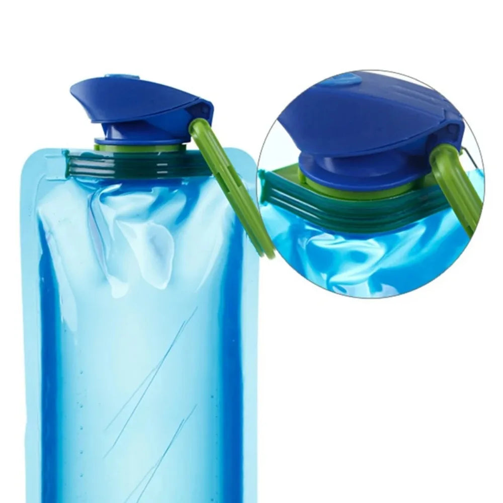 Foldable Reusable Water Bottle with Carabiner — Compact and Flexible Travel Hydration Solution