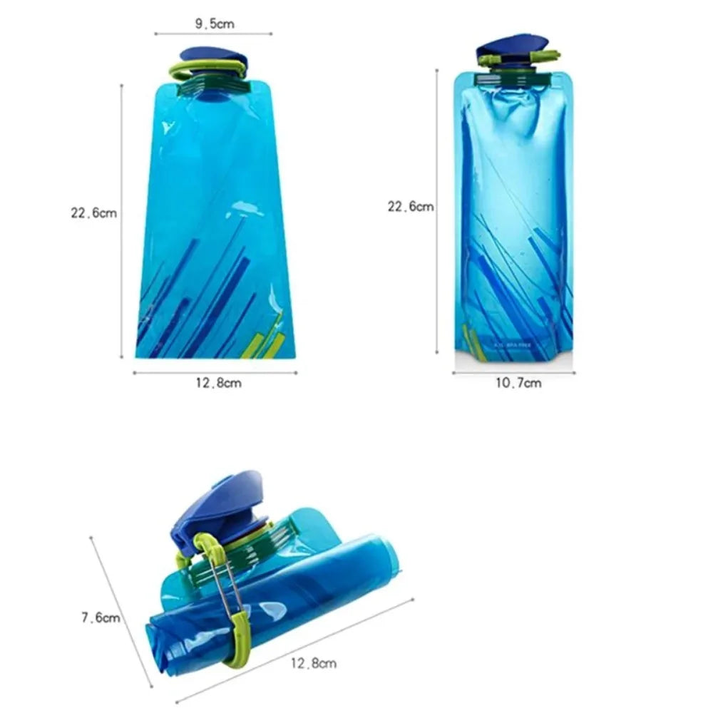 Foldable Reusable Water Bottle with Carabiner — Compact and Flexible Travel Hydration Solution
